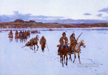  occidental Pintura - Salida hacia la caza del búfalo, nativos americanos de las Indias Occidentales Henry Farny